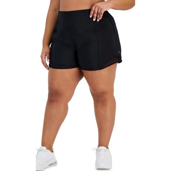 Ideology Pants - ID Ideology Women’s Short Solid Black Elastic Back Woven Running Shorts New